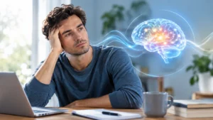 Neurofeedback for Long COVID Thoughtful Mind, Glowing Brain
